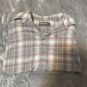 Ariat Gray and White Plaid Shirt